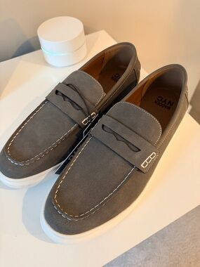 Madden NYC Murdock Gray Suede Penny Loafers